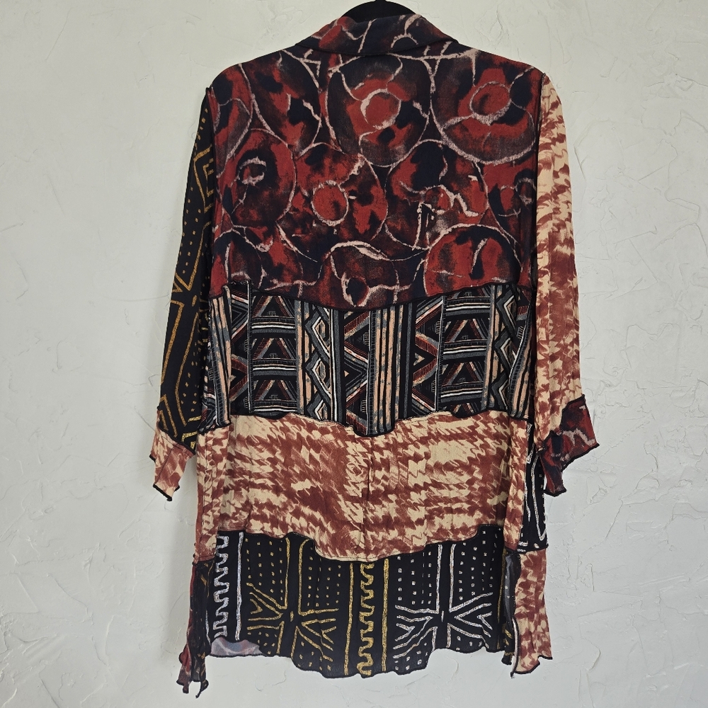 John Mark Patchwork Ethnic Tribal Button Up Top, S - image 6